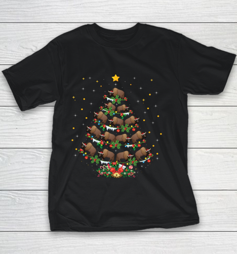 Funny Santa Bison Xmas Gift Bison Christmas Tree Youth T-Shirt