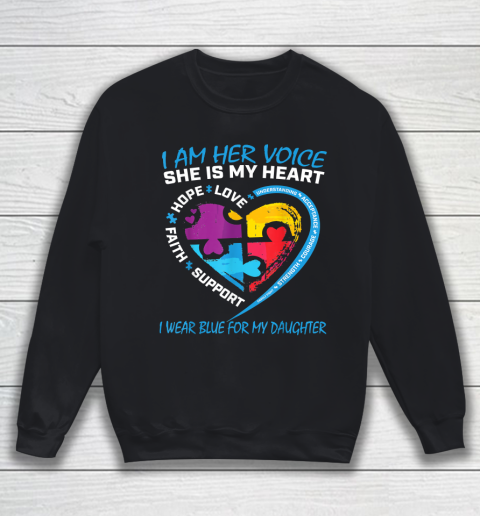 Mom Dad Puzzle I Wear Blue For My Daughter Autism Awareness Sweatshirt