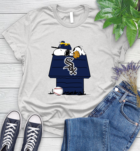 MLB Chicago White Sox Snoopy Woodstock The Peanuts Movie Baseball T Shirt Women's T-Shirt