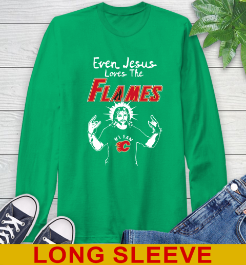 Calgary Flames NHL Hockey Even Jesus Loves The Flames Shirt Long Sleeve T-Shirt 8