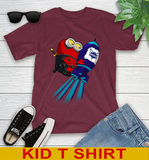 NBA Basketball Charlotte Hornets Deadpool Minion Marvel Shirt Youth T-Shirt 5