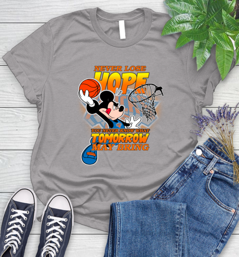 New York Knicks NBA Basketball Mickey Disney Never Lose Hope Women's T-Shirt 5
