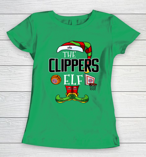 LA Clippers Christmas ELF Funny NBA Women's T-Shirt 5