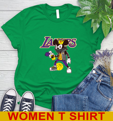 Los Angeles Lakers NBA Basketball Mickey Peace Sign Sports Women's T-Shirt 6