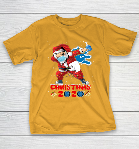 Detroit Lions Funny Santa Claus Dabbing Christmas 2020 NFL T-Shirt 2