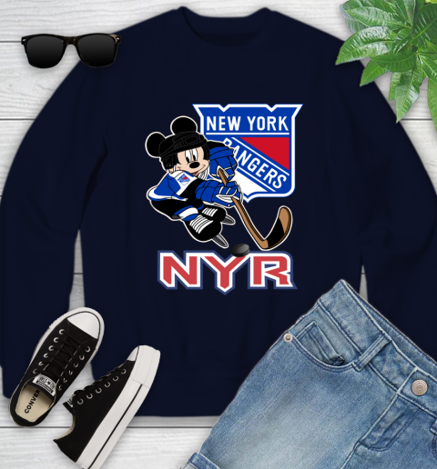 NHL New York Rangers Mickey Mouse Disney Hockey T Shirt Youth Sweatshirt 3
