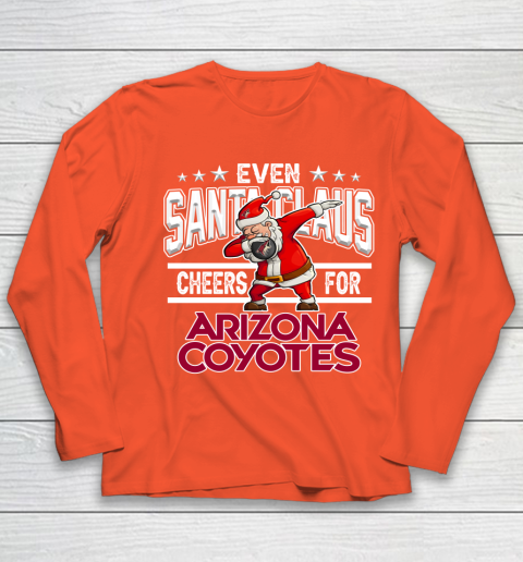 Arizona Coyotes Even Santa Claus Cheers For Christmas NHL Youth Long Sleeve 3