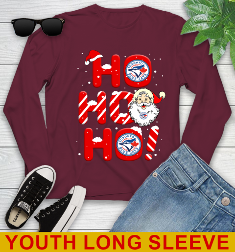 Toronto Blue Jays MLB Baseball Ho Ho Ho Santa Claus Merry Christmas Shirt Youth Long Sleeve 6