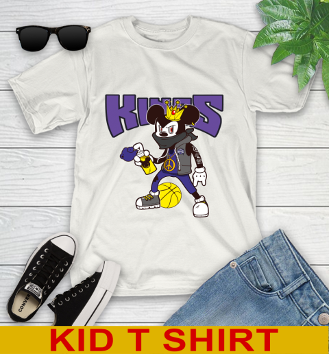 Sacramento Kings NBA Basketball Mickey Peace Sign Sports Youth T-Shirt