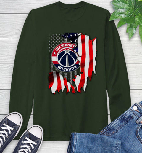 Washington Wizards NBA Basketball American Flag Long Sleeve T-Shirt 7