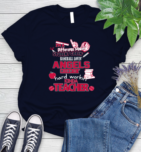 Los Angeles Angels MLB I'm A Difference Making Student Caring Baseball Loving Kinda Teacher Women's T-Shirt 2