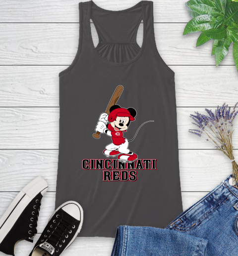 MLB Baseball Cincinnati Reds Cheerful Mickey Mouse Shirt Racerback Tank 12