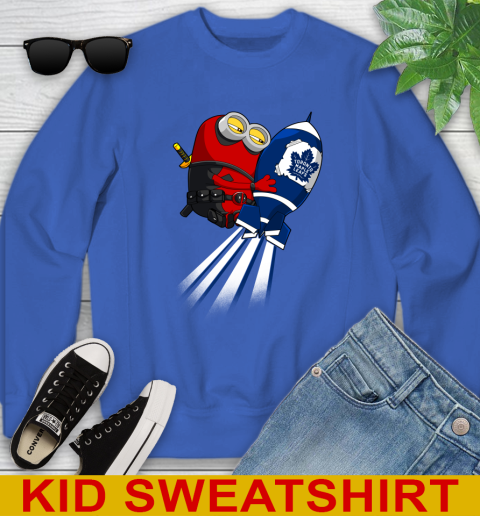 NHL Hockey Toronto Maple Leafs Deadpool Minion Marvel Shirt Youth Sweatshirt 6
