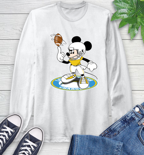 NFL Football Los Angeles Chargers Cheerful Mickey Disney Shirt Long Sleeve T-Shirt 2