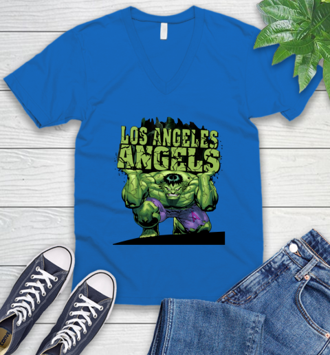 Los Angeles Angels MLB Baseball Incredible Hulk Marvel Avengers Sports V-Neck T-Shirt 6