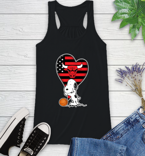 Chicago Bulls NBA Basketball The Peanuts Movie Adorable Snoopy Racerback Tank 2