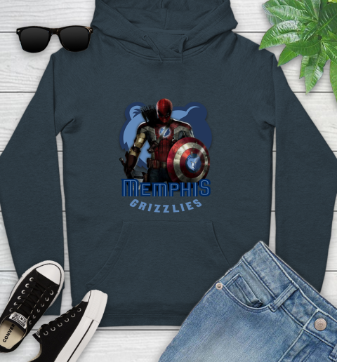 Memphis Grizzlies NBA Basketball Captain America Thor Spider Man Hawkeye Avengers Youth Hoodie 8