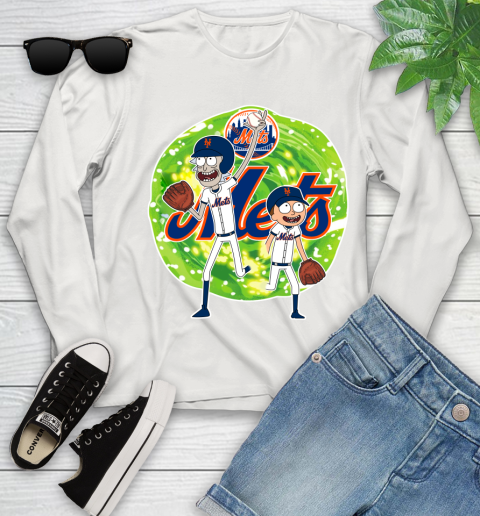 MLB New York Mets Rick And Morty Baseball Sports Youth Long Sleeve 12