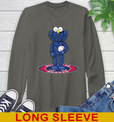 MLB Baseball Atlanta Braves Kaws Bff Blue Figure Shirt Long Sleeve T-Shirt - Image 9