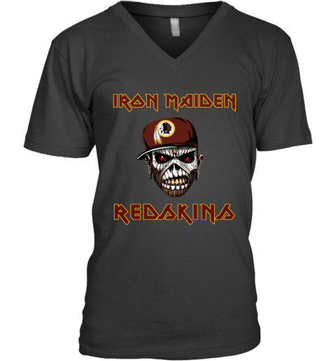 NFL Washington Redskins Iron Maiden Rock Band Music Football Sports 5Bn1RKGjRAI v neck unisex 8 95 151514 front black