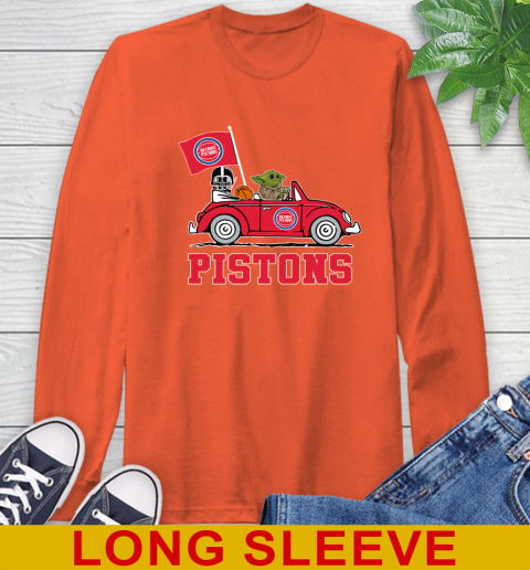NBA Basketball Detroit Pistons Darth Vader Baby Yoda Driving Star Wars Shirt Long Sleeve T-Shirt 5