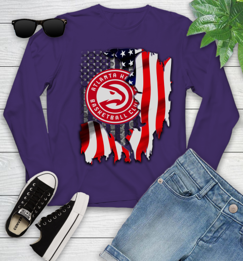 Atlanta Hawks NBA Basketball American Flag Youth Long Sleeve 4