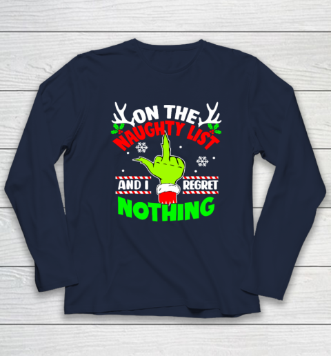 Funny On The List Of Naughty And I Regret Nothing Christmas Long Sleeve T-Shirt 2