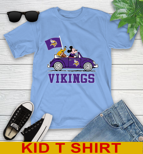NFL Football Minnesota Vikings Pluto Mickey Driving Disney Shirt Youth T-Shirt 11