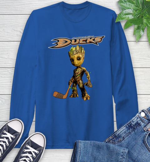Anaheim Ducks NHL Hockey Groot Marvel Guardians Of The Galaxy Long Sleeve T-Shirt 9