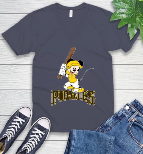MLB Baseball Pittsburgh Pirates Cheerful Mickey Mouse Shirt V-Neck T-Shirt 8