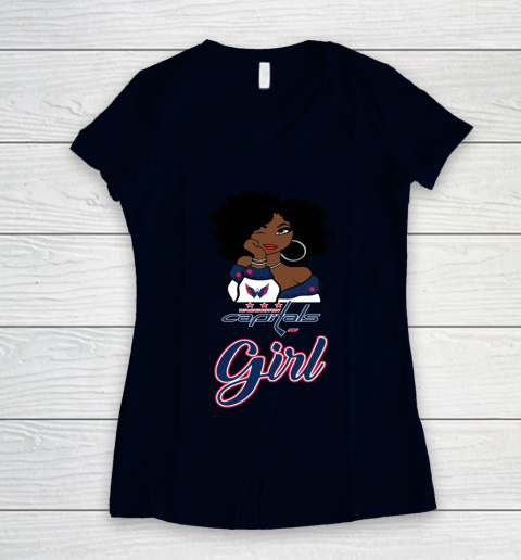Washington Capitals Girl NHL Women's V-Neck T-Shirt 3