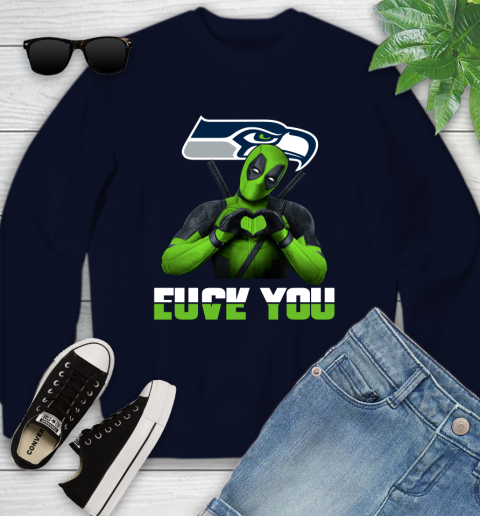 NHL Seattle Seahawks Deadpool Love You Fuck You Football Sports Youth Sweatshirt 2