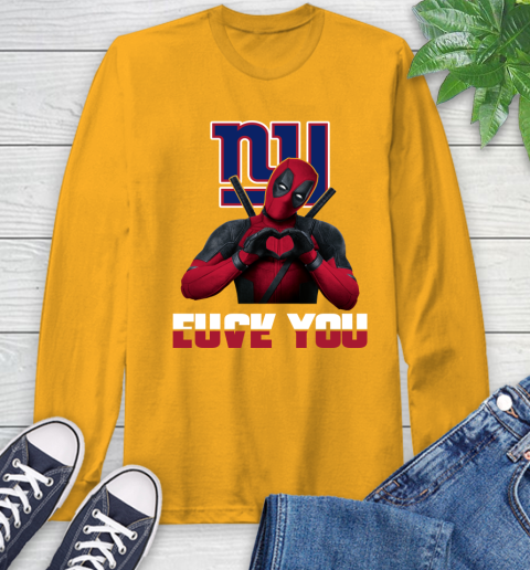 NHL New York Giants Deadpool Love You Fuck You Football Sports Long Sleeve T-Shirt 2