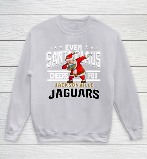 Jacksonville Jaguars Even Santa Claus Cheers For Christmas NFL Youth Sweatshirt 3