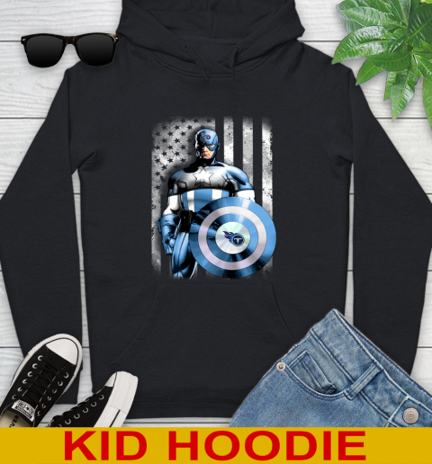 Tennessee Titans NFL Football Captain America Marvel Avengers American Flag Shirt Youth Hoodie