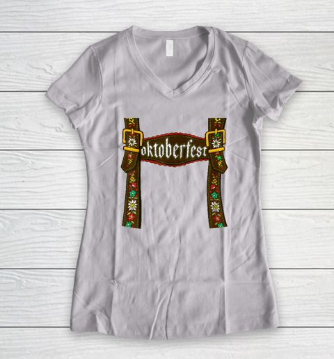 Oktoberfest Lederhosen Costume Cute German Bavarian Women's V-Neck T-Shirt