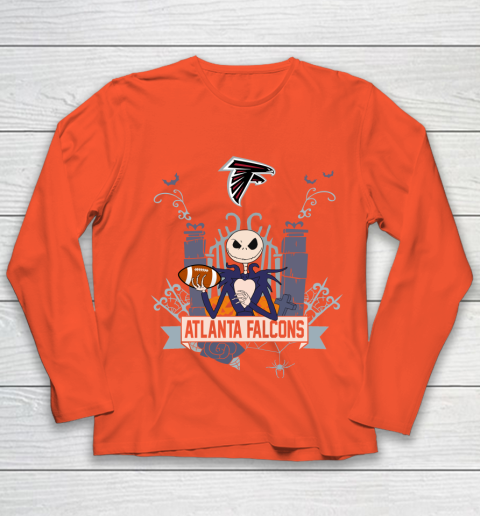 NFL Atlanta Falcons Football Jack Skellington Halloween Youth Long Sleeve 3