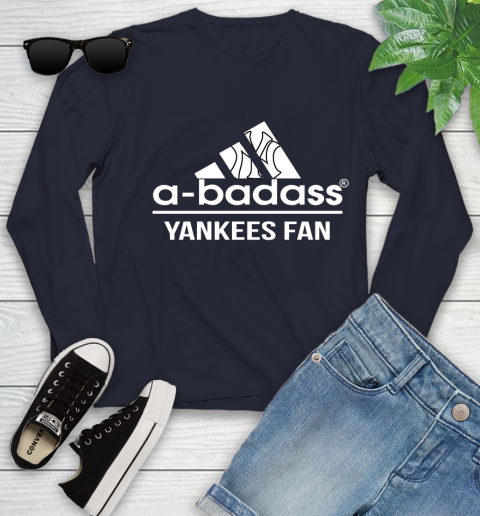 MLB A Badass New York Yankees Fan Adidas Baseball Sports Youth Long Sleeve 2