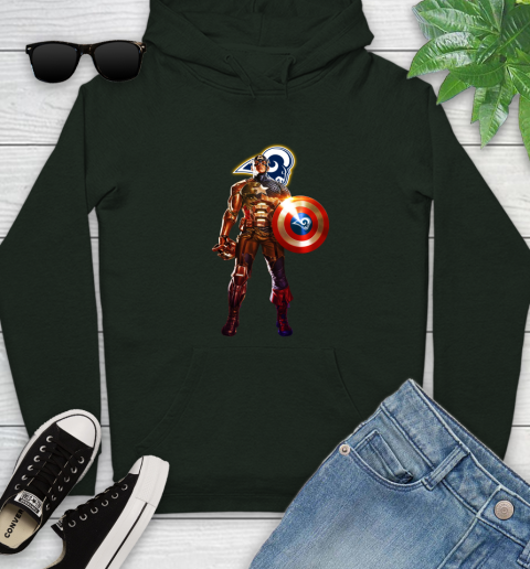 NFL Captain America Marvel Avengers Endgame Football Sports Los Angeles Rams Youth Hoodie 13
