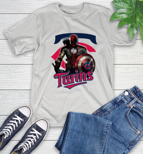 MLB Captain America Thor Spider Man Hawkeye Avengers Endgame Baseball Minnesota Twins T-Shirt