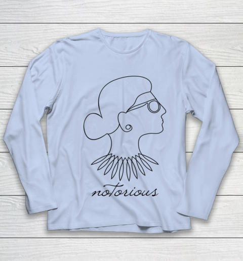 Notorious RBG Ruth Bader Ginsburg Profile Line Drawing Youth Long Sleeve 5