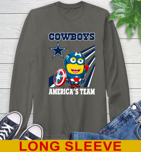 NFL Football Dallas Cowboys Captain America Marvel Avengers Minion Shirt Long Sleeve T-Shirt 10