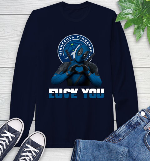 NBA Minnesota Timberwolves Deadpool Love You Fuck You Basketball Sports Long Sleeve T-Shirt 3