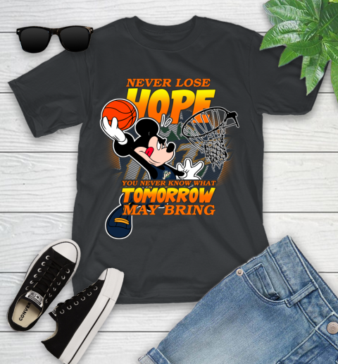 Utah Jazz NBA Basketball Mickey Disney Never Lose Hope Youth T-Shirt