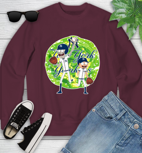 MLB New York Yankees Rick And Morty Baseball Sports Youth Sweatshirt 5