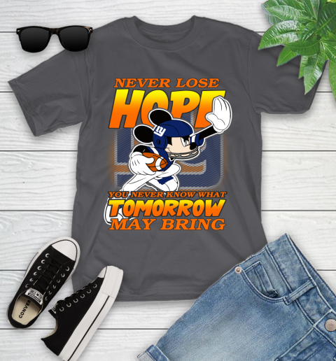 New York Giants NFL Football Mickey Disney Never Lose Hope Youth T-Shirt - Image 7