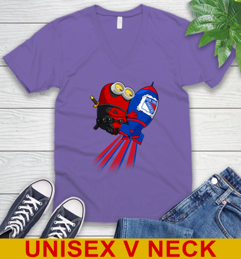 NHL Hockey New York Rangers Deadpool Minion Marvel Shirt V-Neck T-Shirt 8