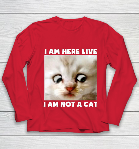 I Am Here Live I Am Not A Cat Funny Lawyer Cat Meme Youth Long Sleeve 8