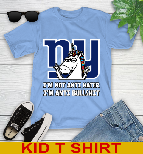 New York Giants NFL Football Unicorn I'm Not Anti Hater I'm Anti Bullshit Youth T-Shirt 11