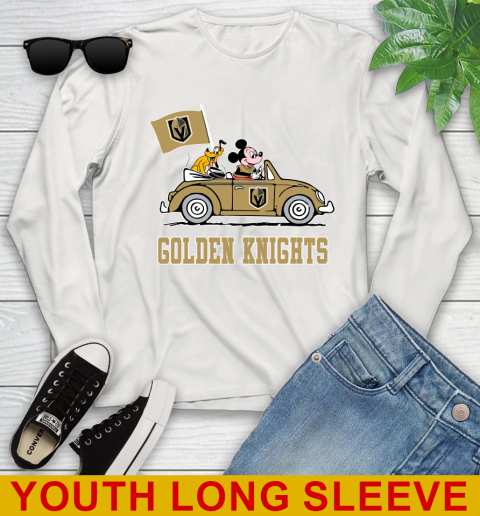 NHL Hockey Vegas Golden Knights Pluto Mickey Driving Disney Shirt Youth Long Sleeve 12